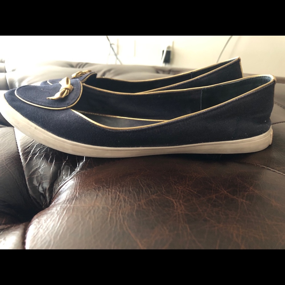 Tory Burch denim flats with gold bow